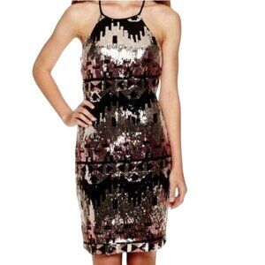 My Michelle Tribal Multi Colored Fully Sequined Cocktail Party Dress Size 1/XS
